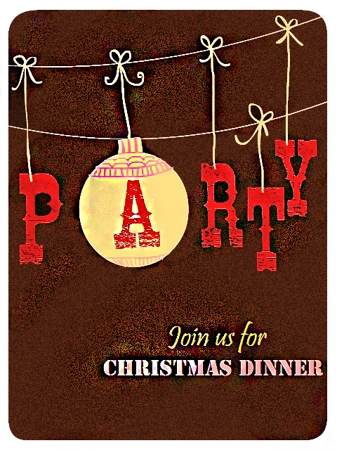 Rustic Christmas Dinner Party Invitation