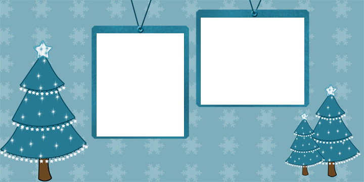 Blue Christmas Tree Holiday Photo Card