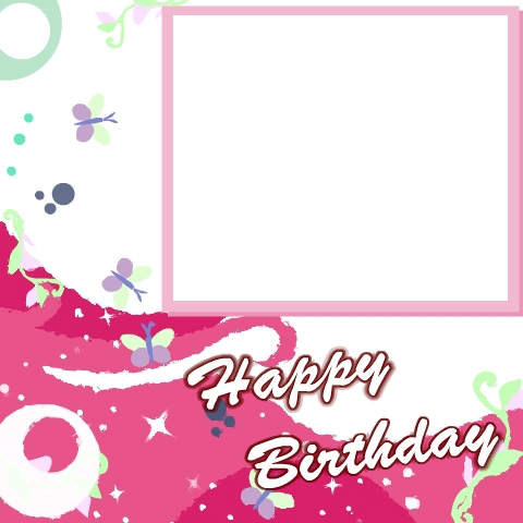 Pink Happy Birthday Photo Card