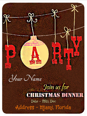 Rustic Christmas Dinner Party Invitation