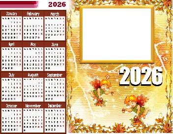 2025 Calendar with Gold Floral Frame